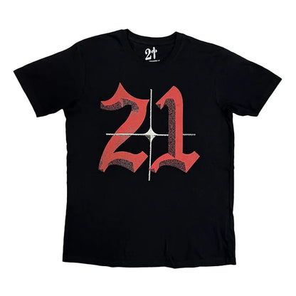 Black - Front - 21 Savage Unisex Adult Death Before Dishonor Daggers T-Shirt