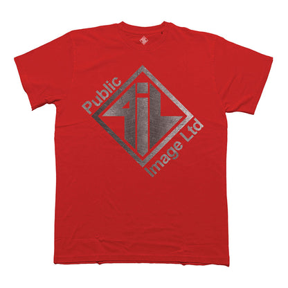 Red - Front - PIL (Public Image Ltd) Unisex Adult Steel Logo Brushed T-Shirt