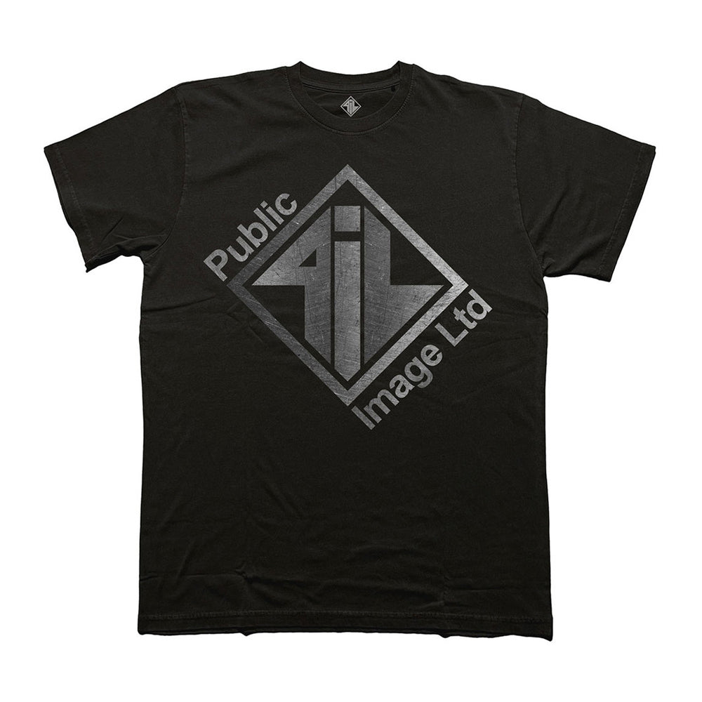 Black - Front - PIL (Public Image Ltd) Unisex Adult Steel Logo Brushed T-Shirt
