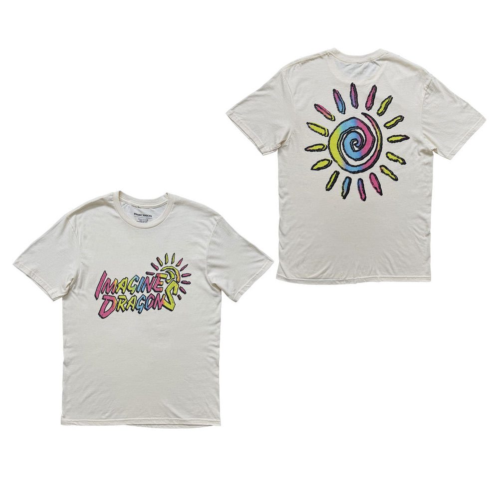 Natural - Side - Imagine Dragons Unisex Adult Sun Back Print T-Shirt