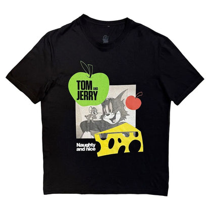 Black - Front - Tom & Jerry Unisex Adult Naughty & Nice T-Shirt