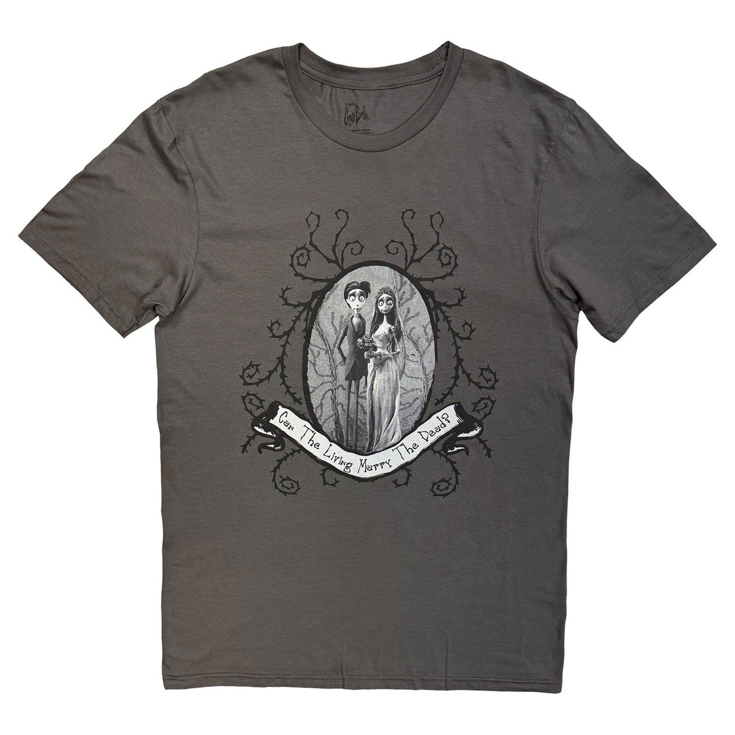 Charcoal Grey - Front - Corpse Bride Unisex Adult Can The Living Marry The Dead T-Shirt