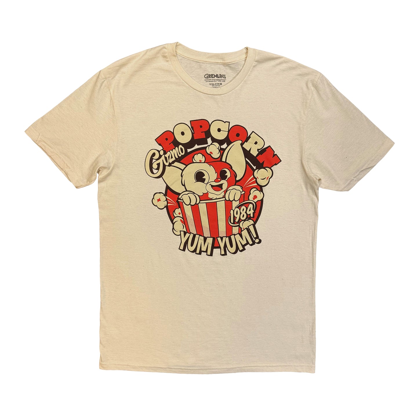 Natural - Front - Gremlins Unisex Adult Gizmo Popcorn T-Shirt