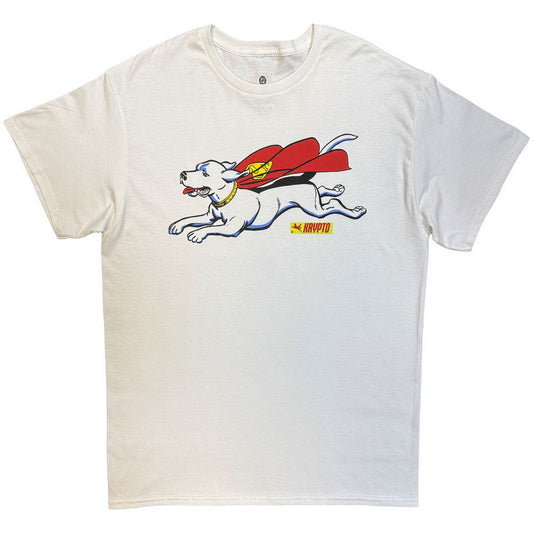 White - Front - DC Comics Unisex Adult Superman Krypto Flying T-Shirt