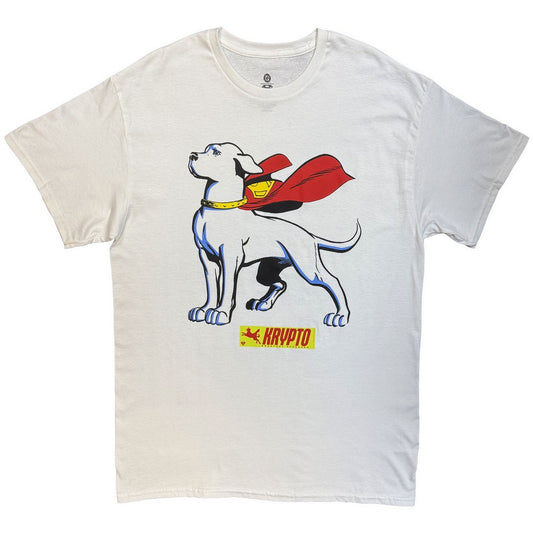 White - Front - DC Comics Unisex Adult Superman Krypto Cape T-Shirt
