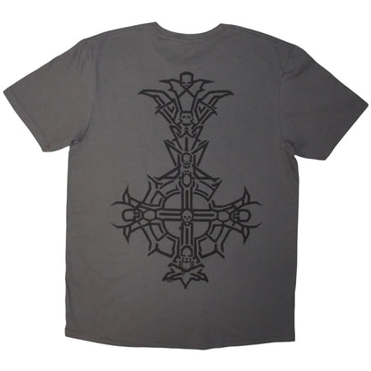 Charcoal Grey - Back - Ghost Unisex Adult Grucifix Chrome Logo Back Print T-Shirt