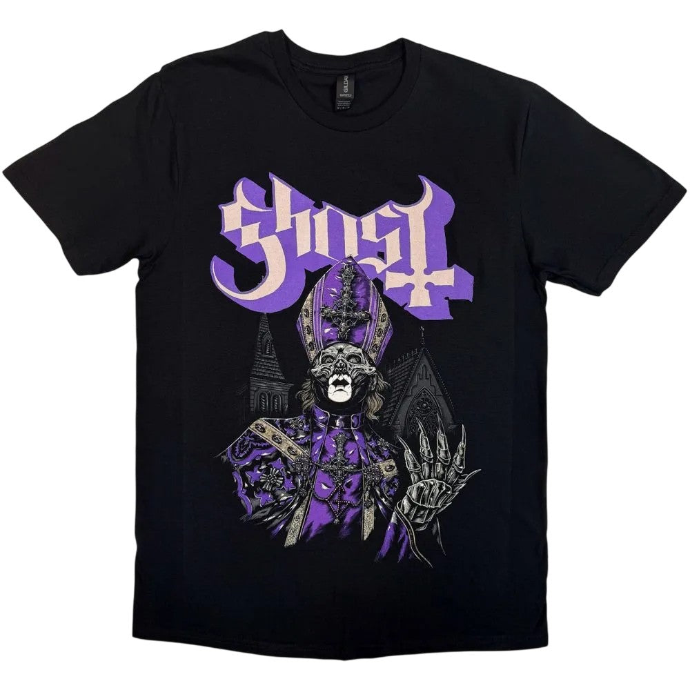 Black - Front - Ghost Unisex Adult The Tall Man V T-Shirt