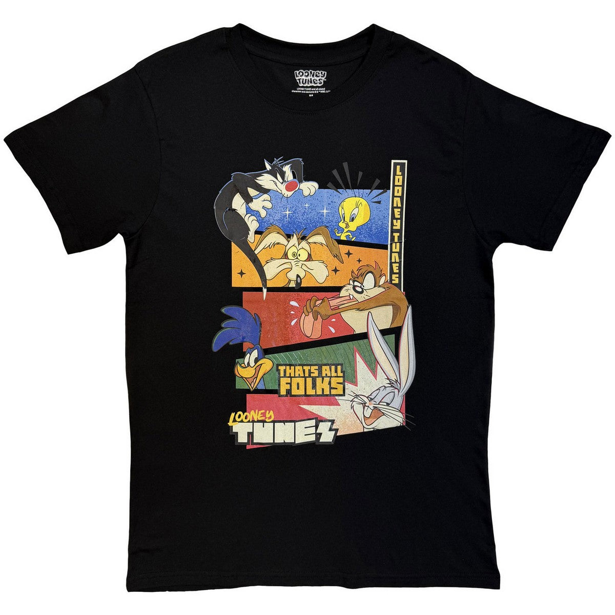 Black - Front - Looney Tunes Unisex Adult That´s All Folks Block Print T-Shirt