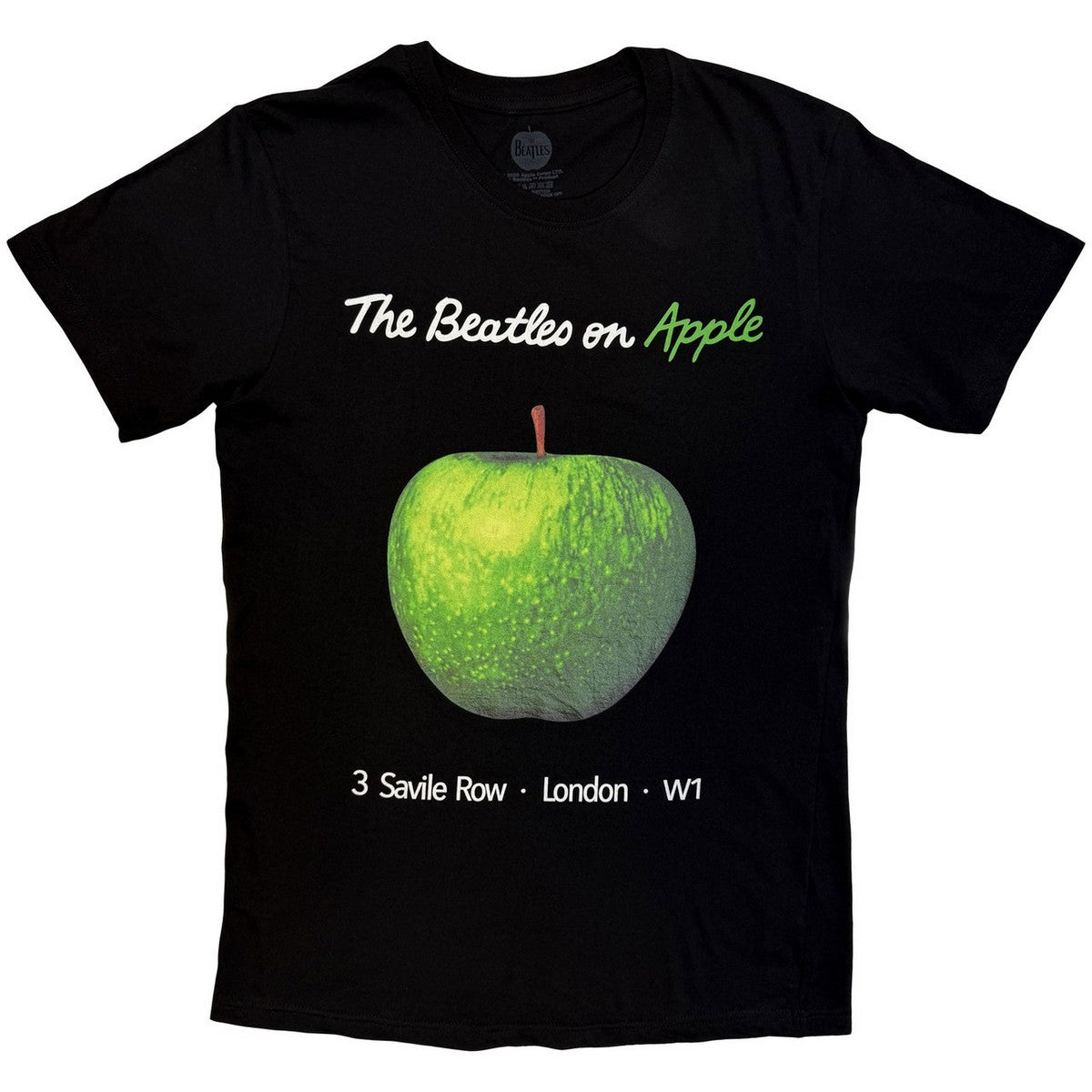 Black - Front - The Beatles Unisex Adult On Apple T-Shirt