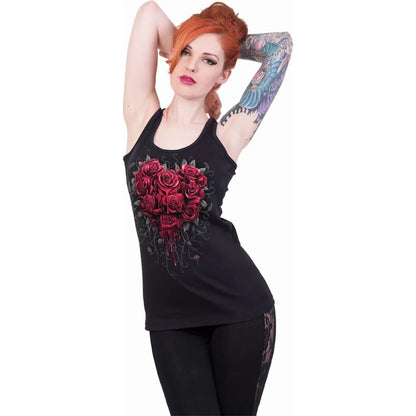 Black - Back - Spiral Womens-Ladies Bleeding Heart Racerback Vest Top
