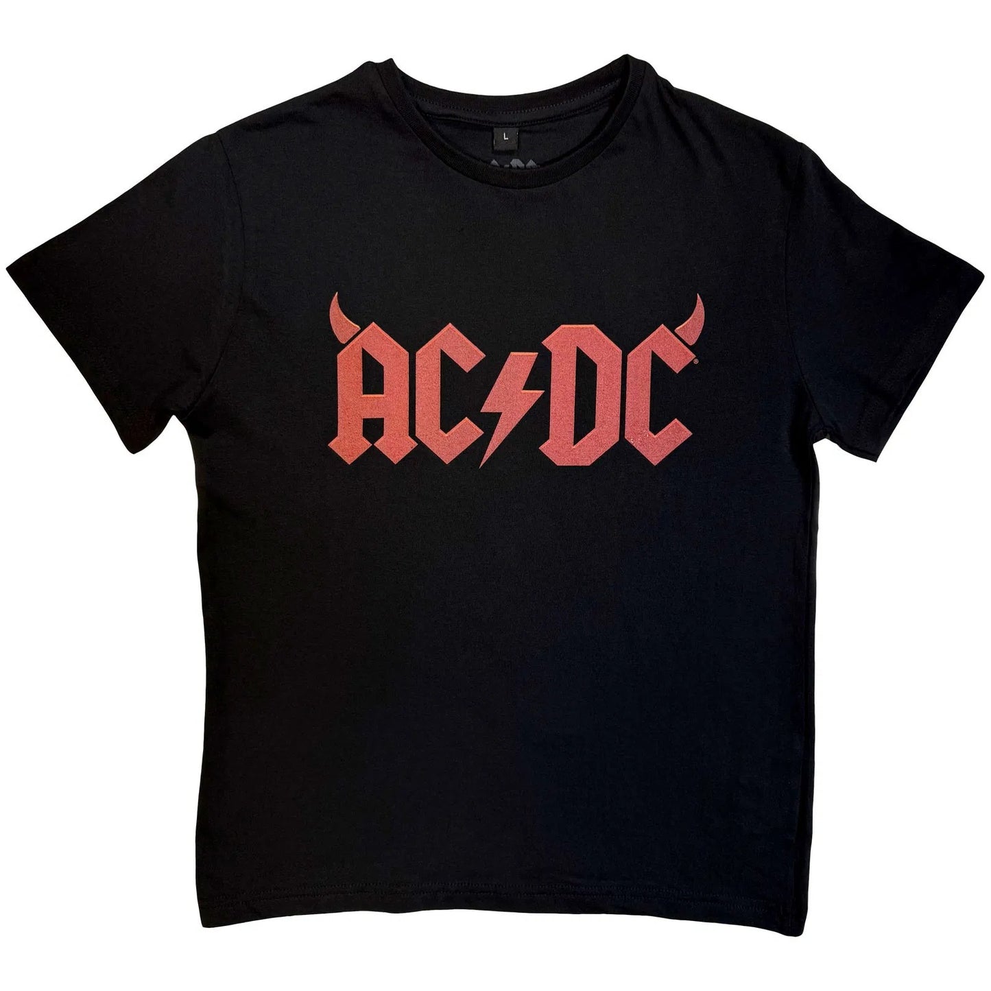 Black - Front - AC-DC Childrens-Kids Horns T-Shirt