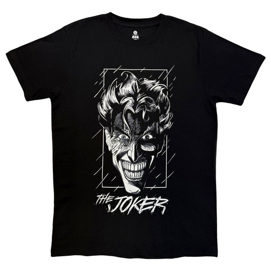 Black - Front - The Joker Unisex Adult Black & White Grin T-Shirt