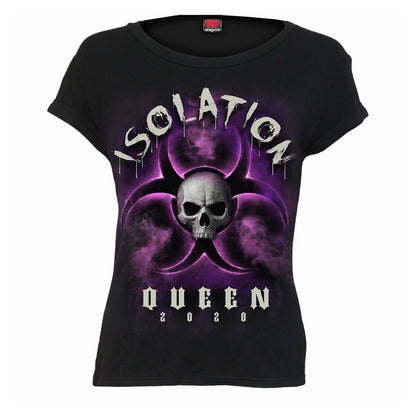 Black - Front - Spiral Womens-Ladies Isolation Queen Boat Neck Capped Sleeved T-Shirt