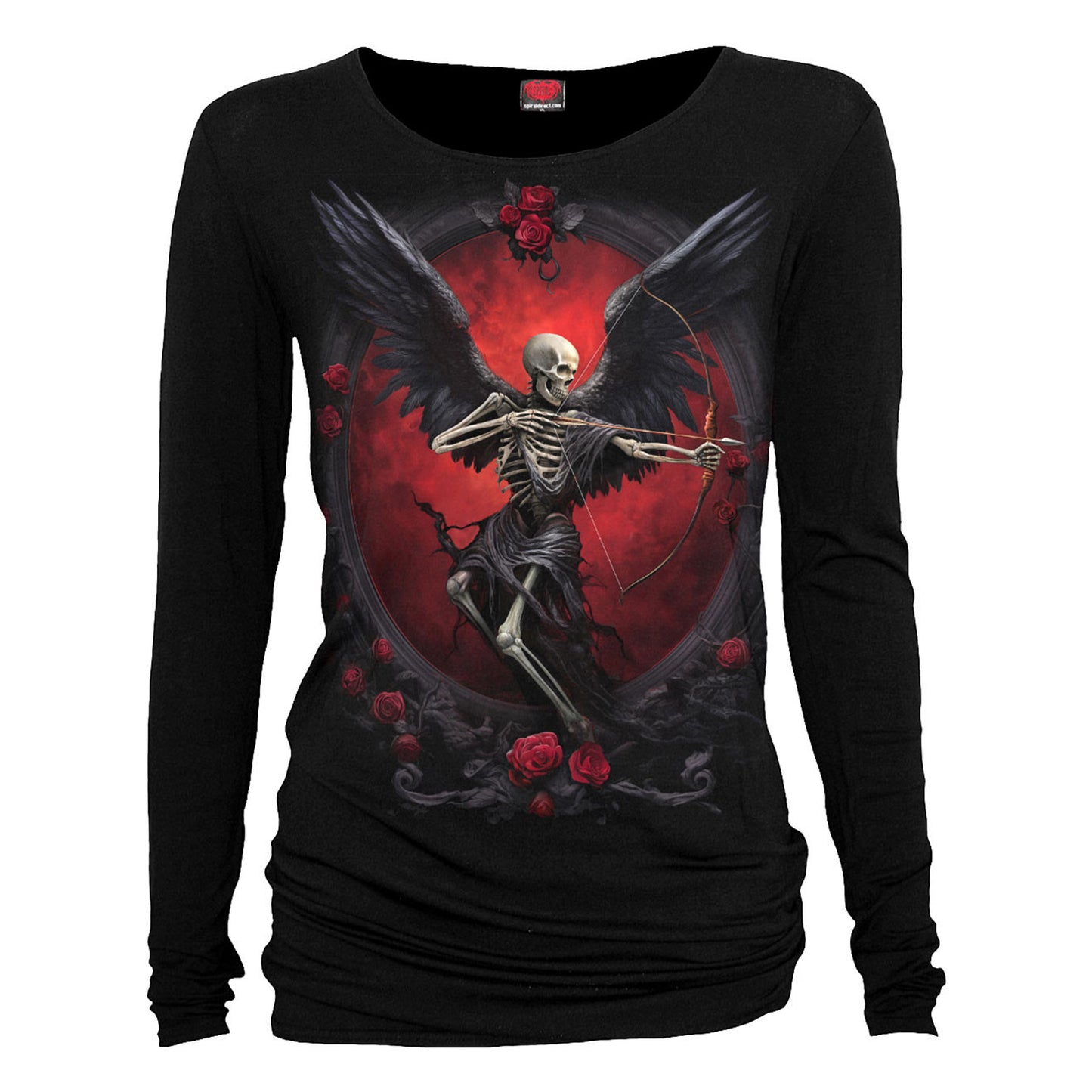 Black - Front - Spiral Womens-Ladies Cupid´s Curse Baggy Long-Sleeved T-Shirt