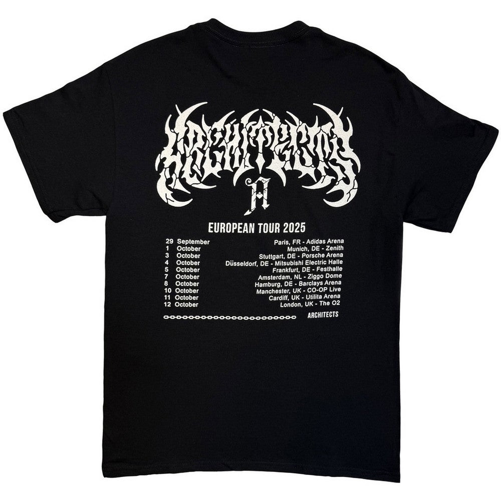 Black - Back - Architects Unisex Adult TSTE & AB EU Tour 25 Skeleton Back Print T-Shirt