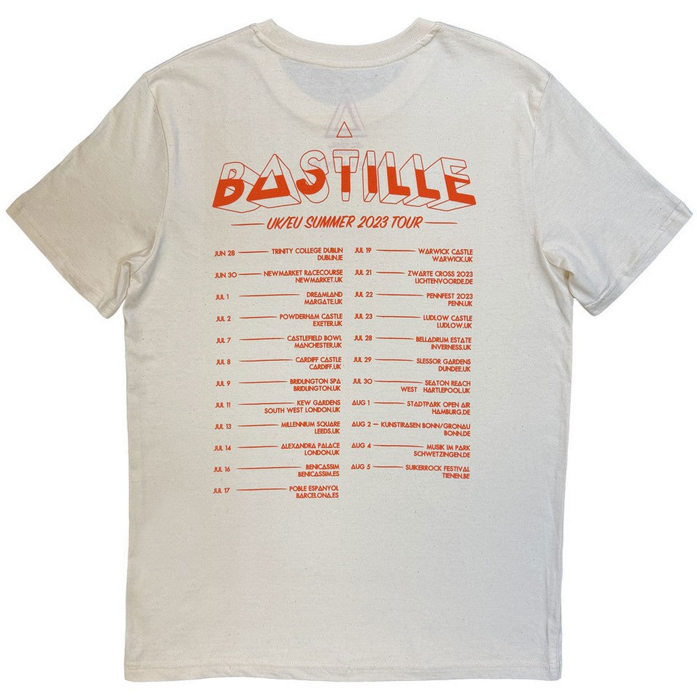 Natural - Back - Bastille Unisex Adult Summer UK & EU Tour 2023 Back Print T-Shirt