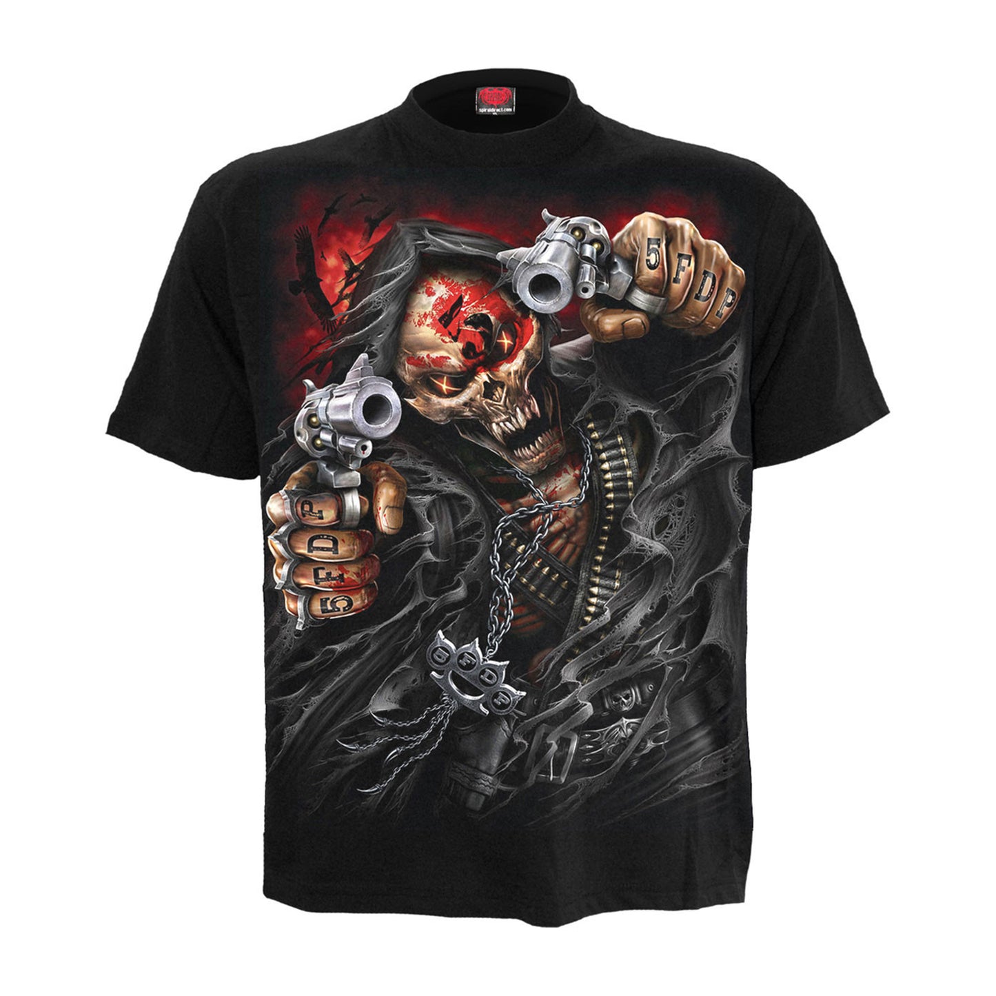 Black - Front - Five Finger Death Punch Unisex Adult Assassin Back Print T-Shirt