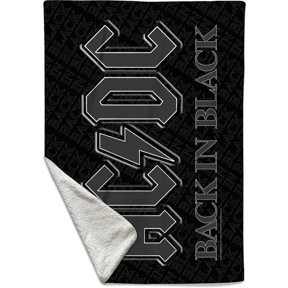 Multicoloured - Back - AC-DC Back In Black Sherpa Fleece Blanket