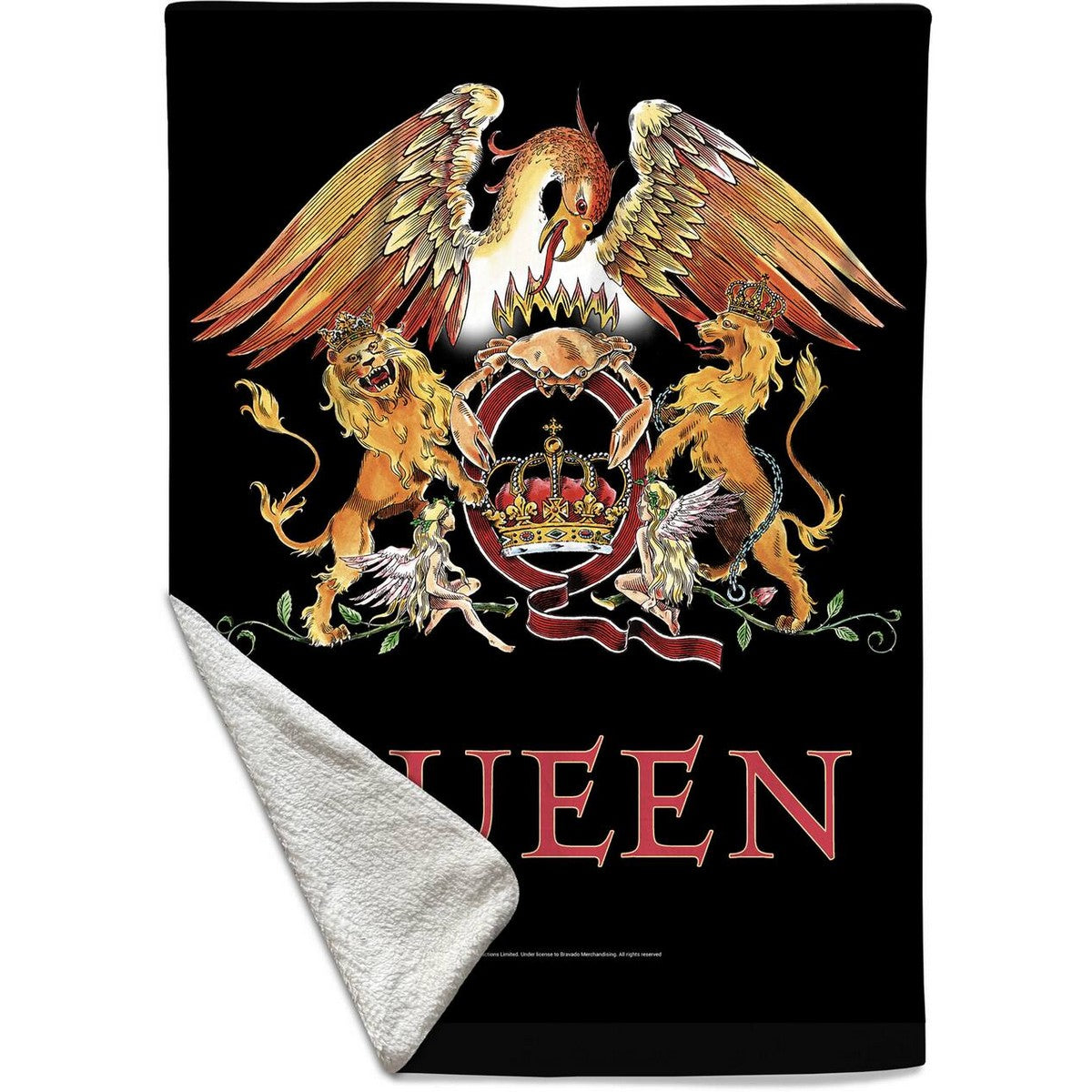 Multicoloured - Side - Queen Sherpa Fleece Crest Blanket