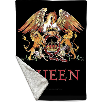 Multicoloured - Side - Queen Sherpa Fleece Crest Blanket