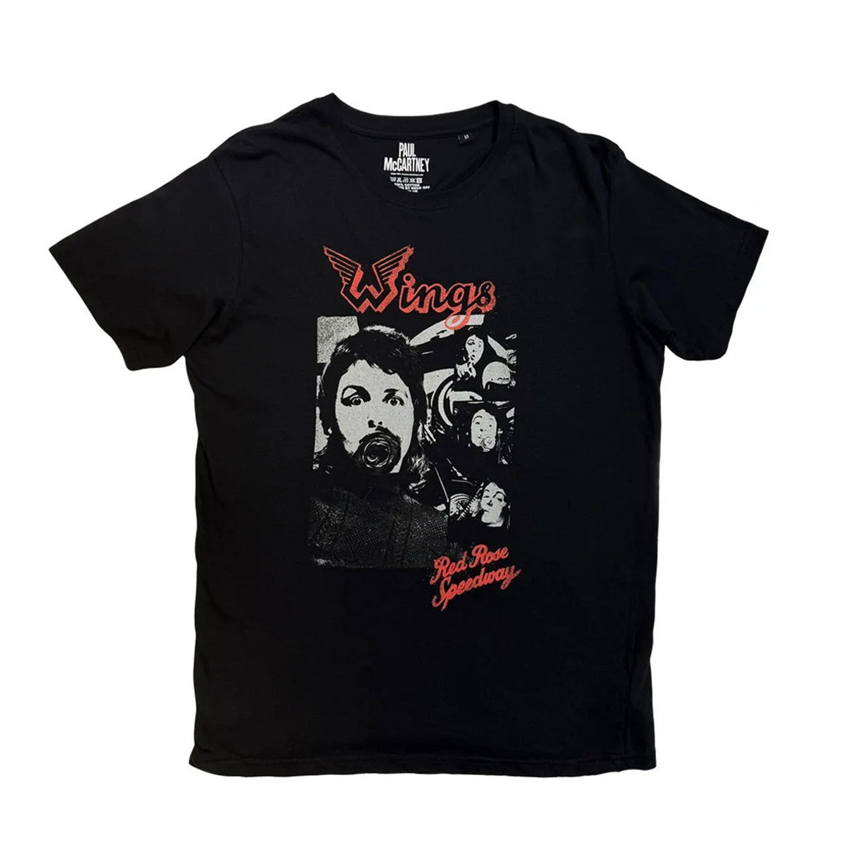 Black - Front - Paul McCartney & Wings Unisex Adult Collage Back Print T-Shirt
