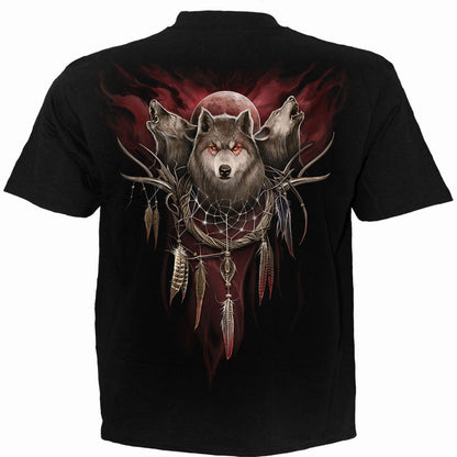 Black - Back - Spiral Direct Unisex Adult Cry Of The Wolf Back Print T-Shirt