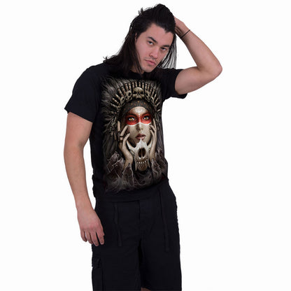 Black - Side - Spiral Direct Unisex Adult Cry Of The Wolf Back Print T-Shirt