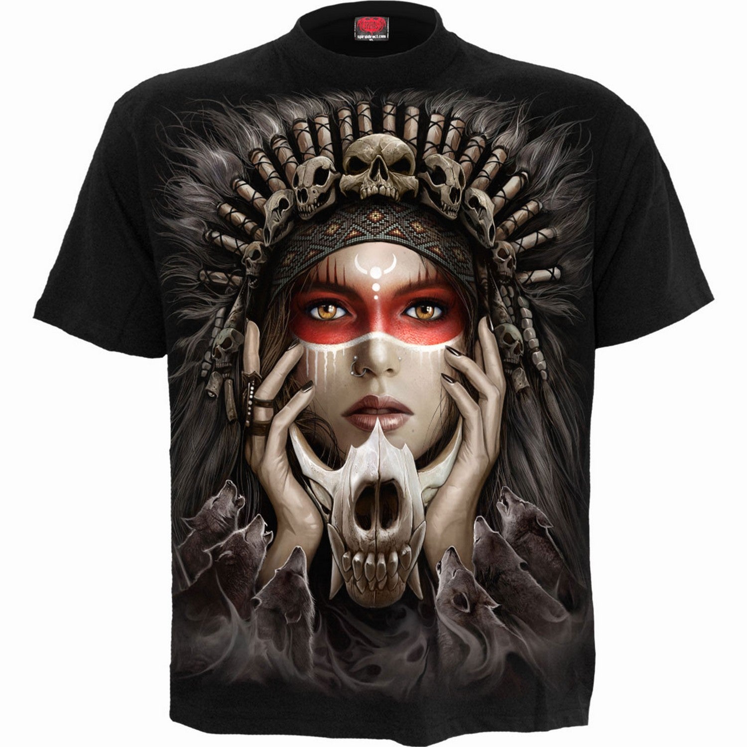 Black - Front - Spiral Direct Unisex Adult Cry Of The Wolf Back Print T-Shirt