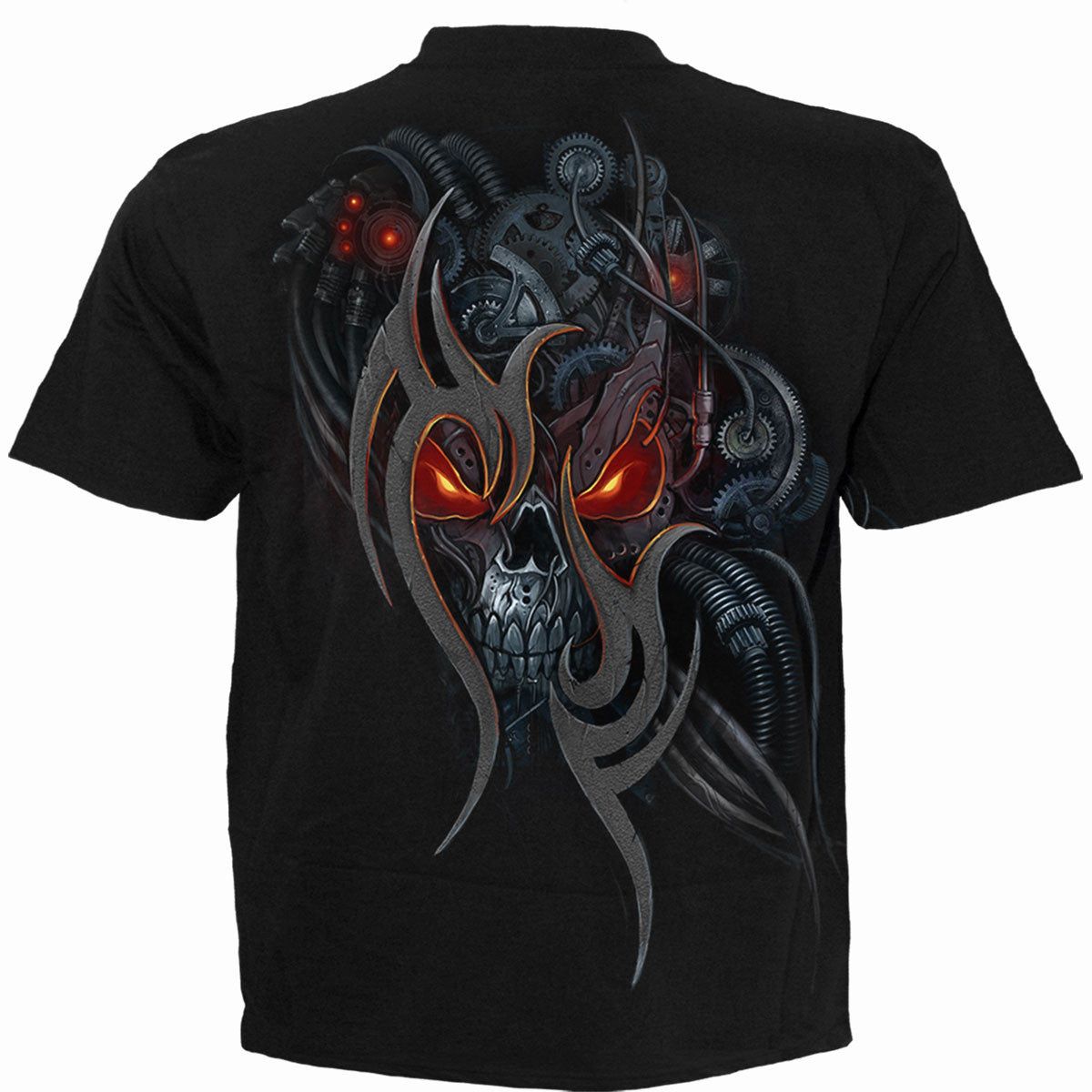 Black - Back - Spiral Direct Unisex Adult Steampunk Skull Back Print T-Shirt