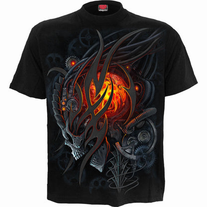 Black - Front - Spiral Direct Unisex Adult Steampunk Skull Back Print T-Shirt