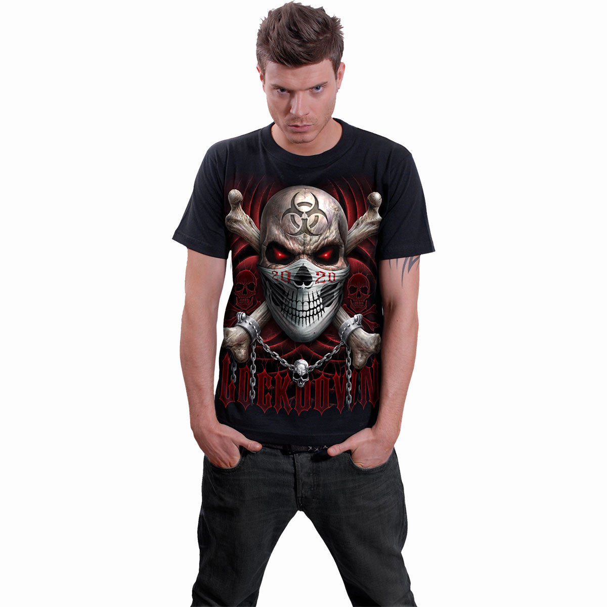 Black - Side - Spiral Direct Unisex Adult Lockdown 2020 Back Print T-Shirt