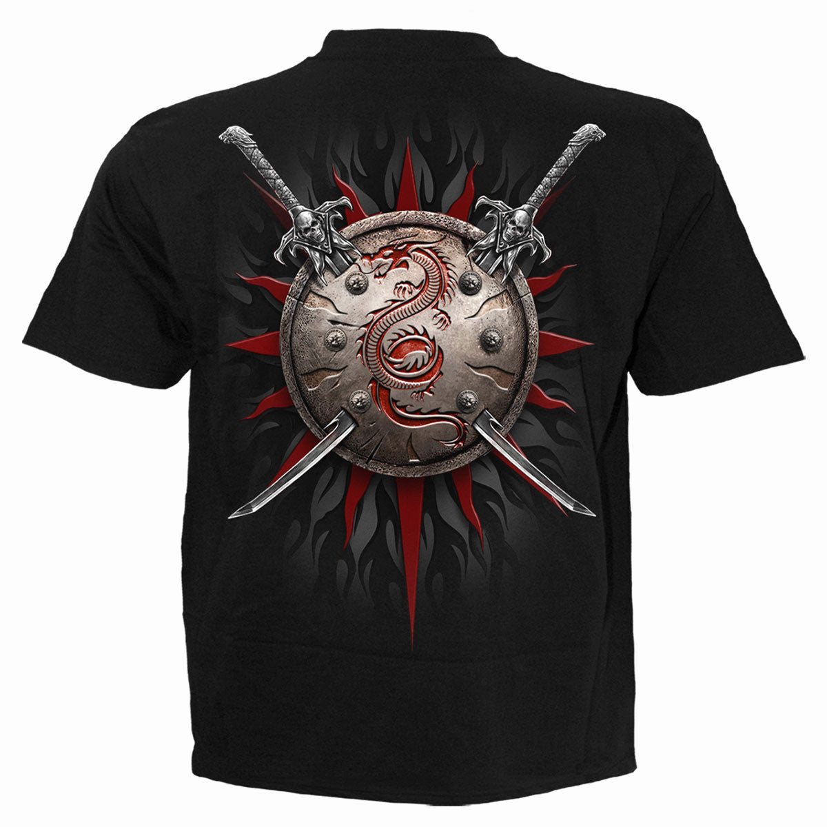 Black - Back - Spiral Direct Unisex Adult Oriental Dragon Back Print T-Shirt
