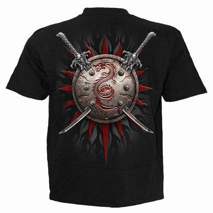 Black - Back - Spiral Direct Unisex Adult Oriental Dragon Back Print T-Shirt