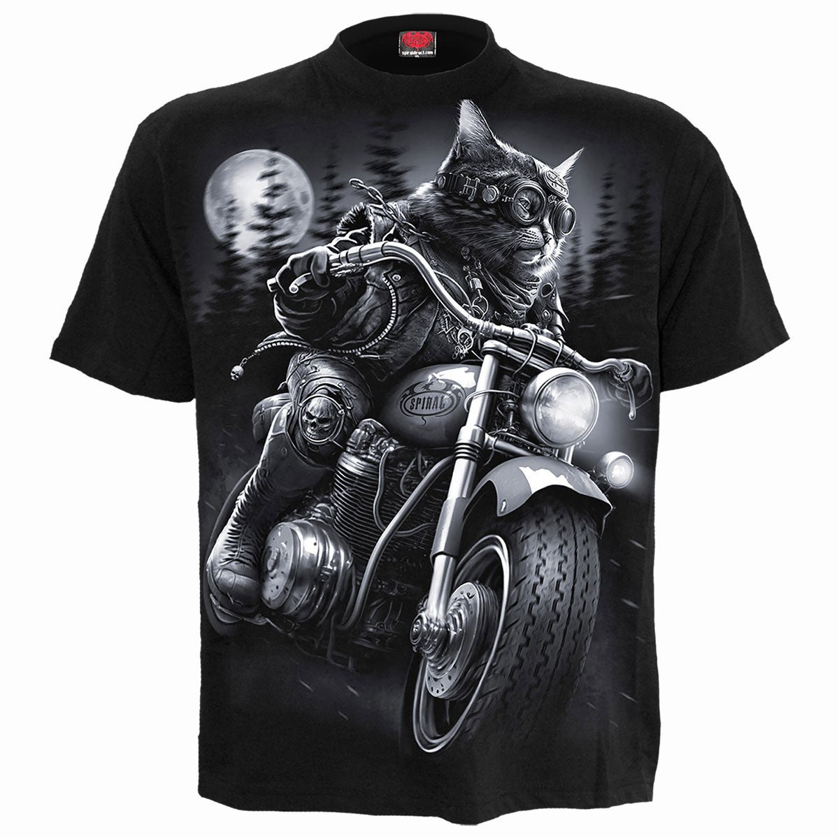 Black - Front - Spiral Direct Unisex Adult Nine Lives Back Print T-Shirt