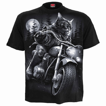 Black - Front - Spiral Direct Unisex Adult Nine Lives Back Print T-Shirt