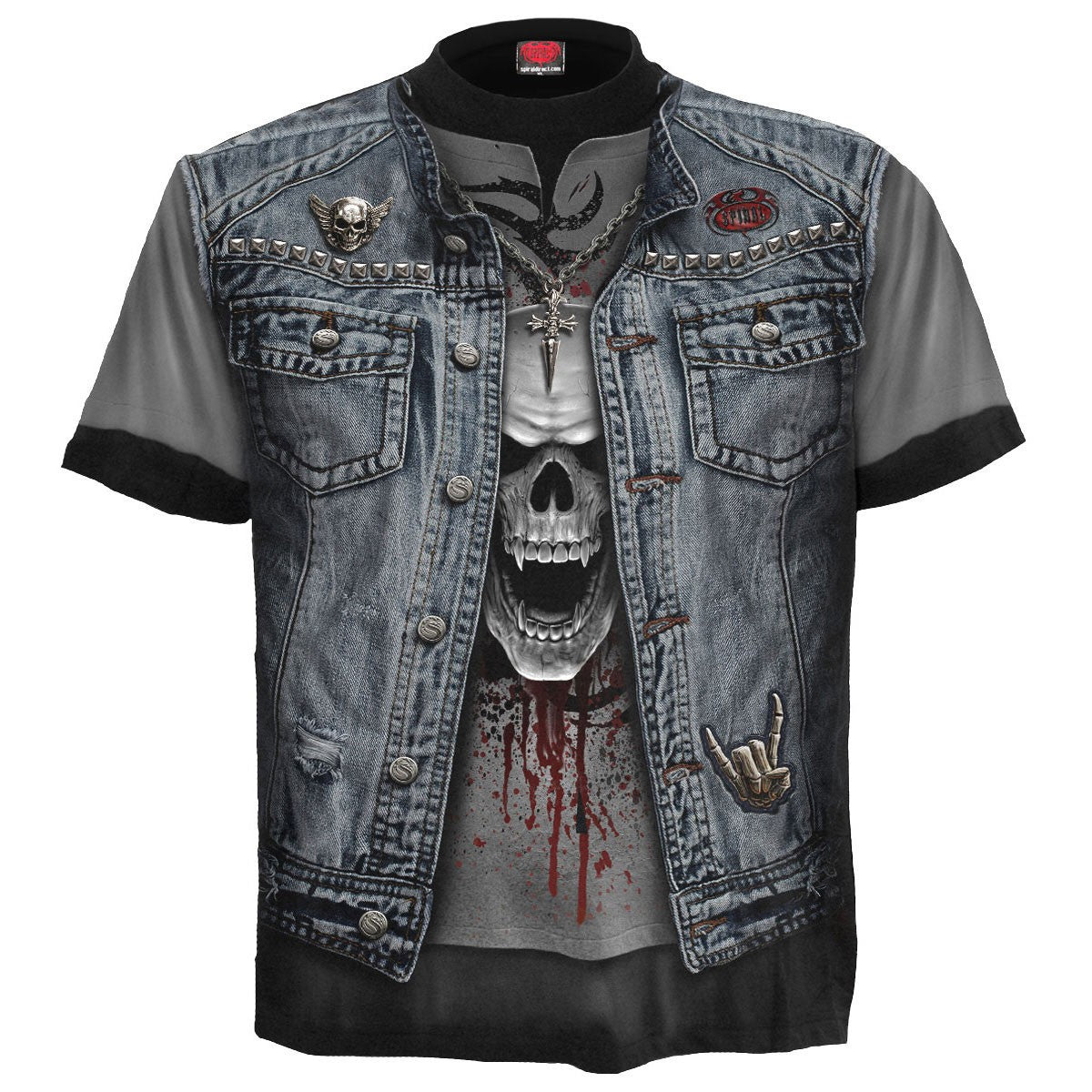 Black - Front - Spiral Direct Unisex Adult Thrash Metal All-Over Print T-Shirt