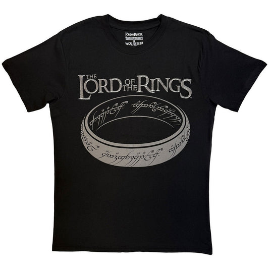 Black - Front - Lord Of The Rings Unisex Adult Greyscale Ring T-Shirt