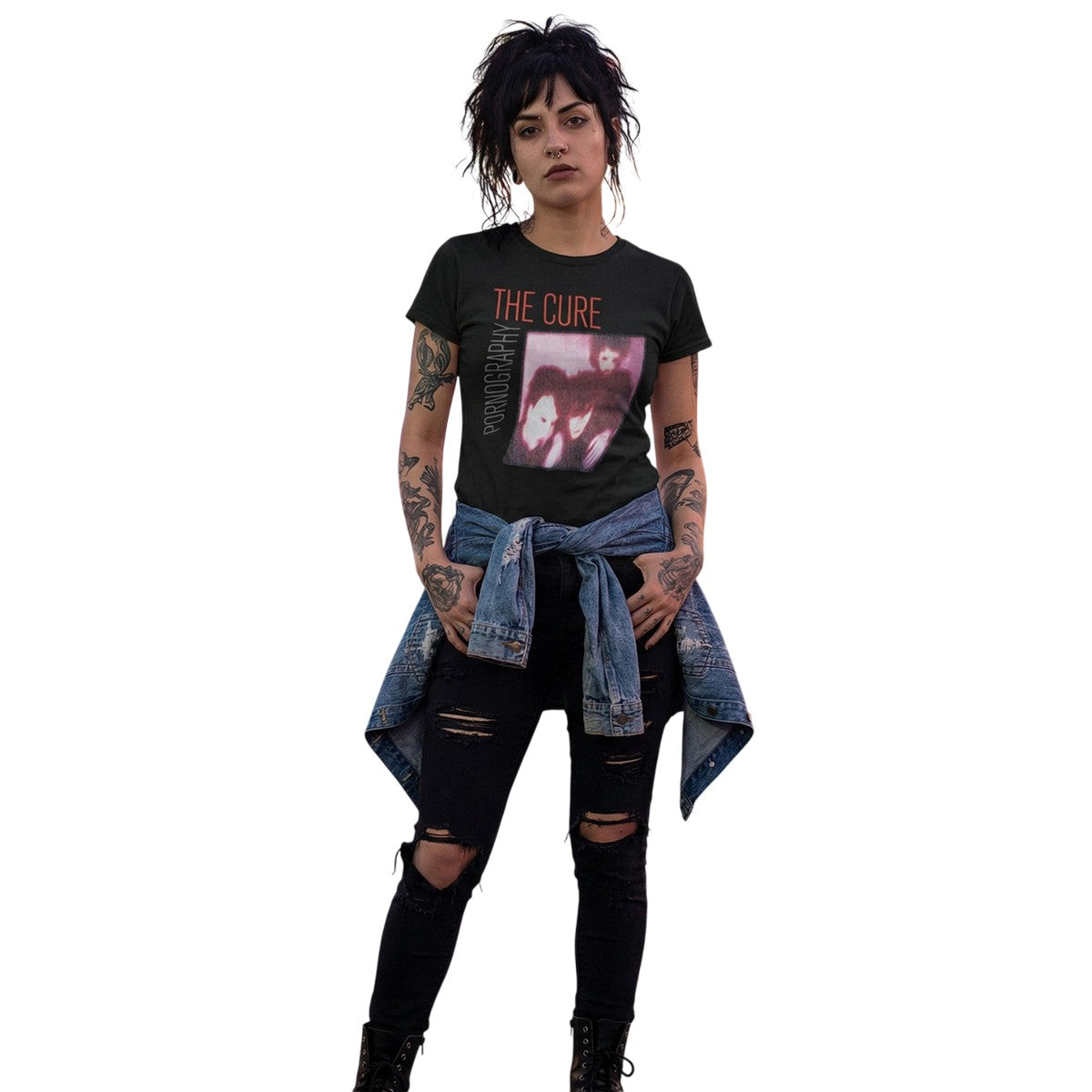 Black - Back - The Cure Unisex Adult Pornography Photo Warped T-Shirt