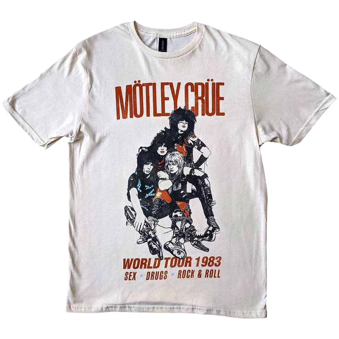 Off-White - Front - Motley Crue Unisex Adult World Tour Vintage T-Shirt