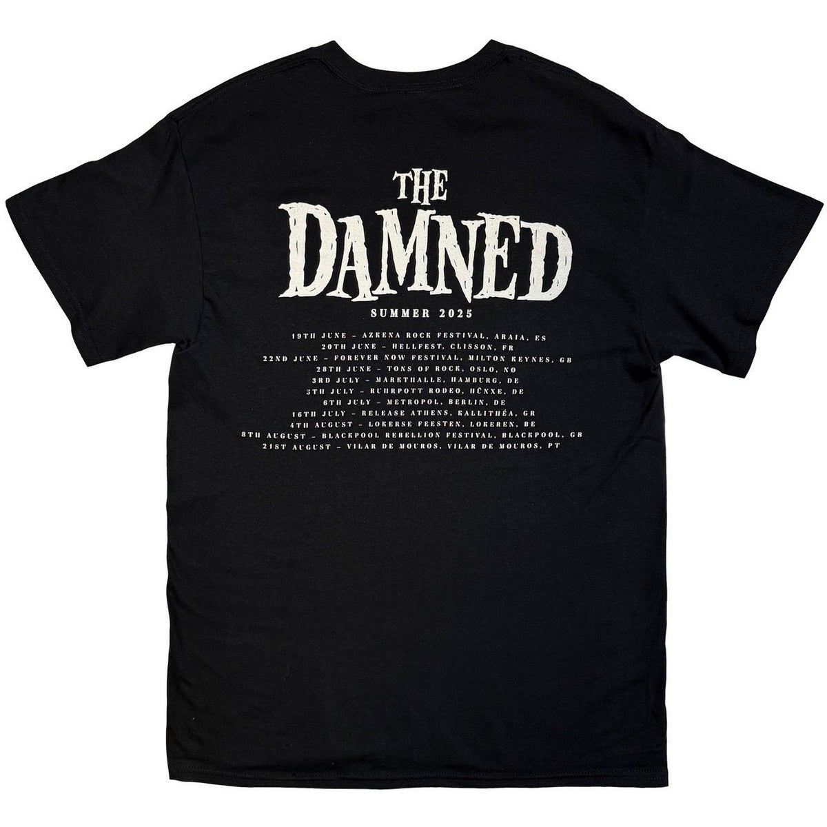 Black - Back - The Damned Unisex Adult EU Tour Summer 25 Logo Back Print T-Shirt