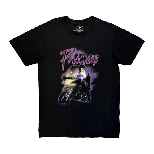 Black - Front - Prince Unisex Adult Purple Rain Logo Outline T-Shirt
