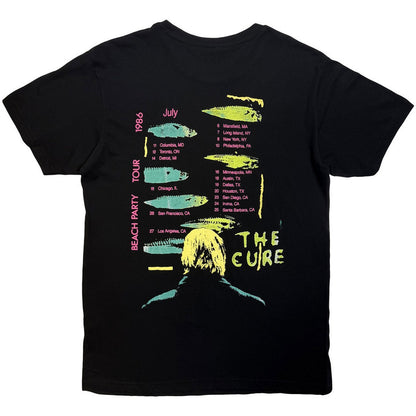 Black - Back - The Cure Unisex Adult Beach Party Tour ´86 T-Shirt