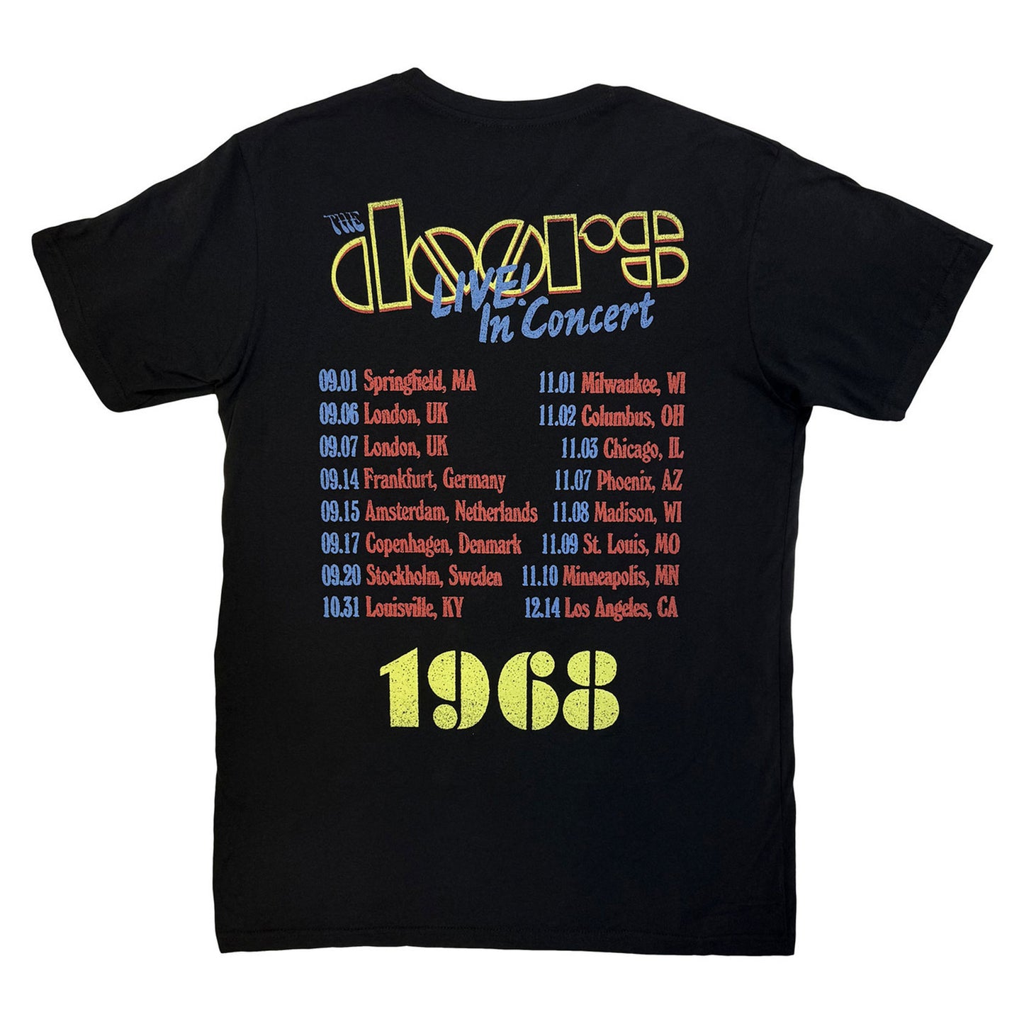 Black - Back - The Doors Unisex Adult Live In Concert ´68 T-Shirt