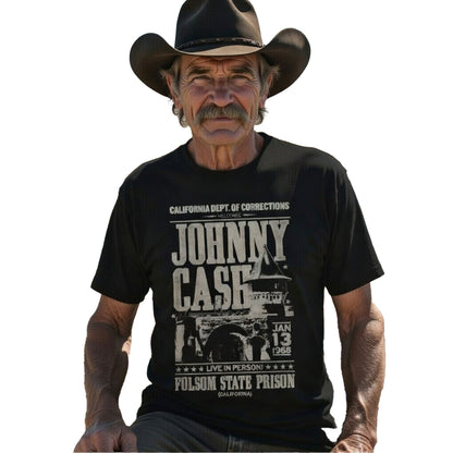 Black - Side - Johnny Cash Unisex Adult Prison Poster T-Shirt
