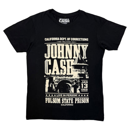Black - Front - Johnny Cash Unisex Adult Prison Poster T-Shirt