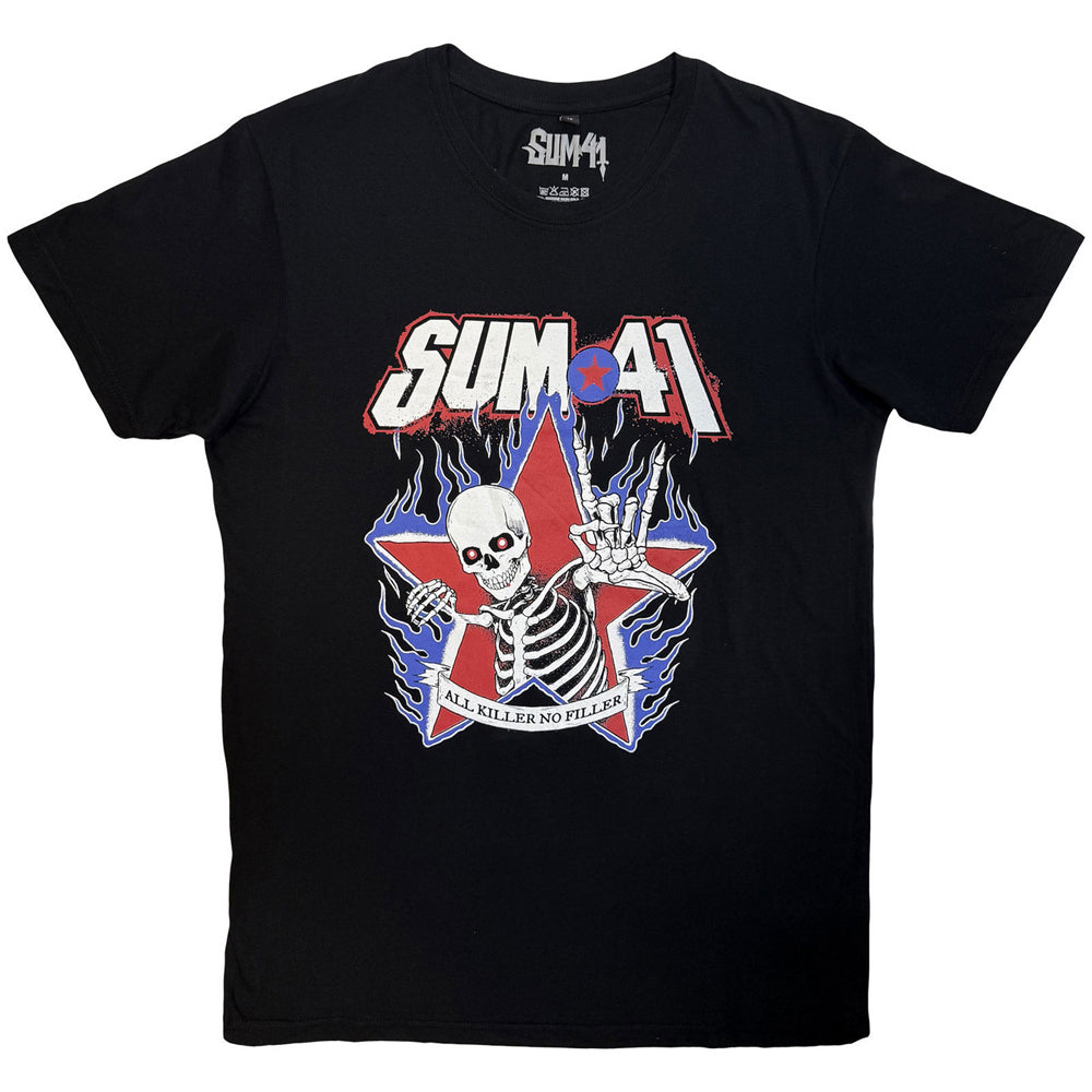 Black - Front - Sum 41 Unisex Adult All Killer No Filler Skeleton T-Shirt
