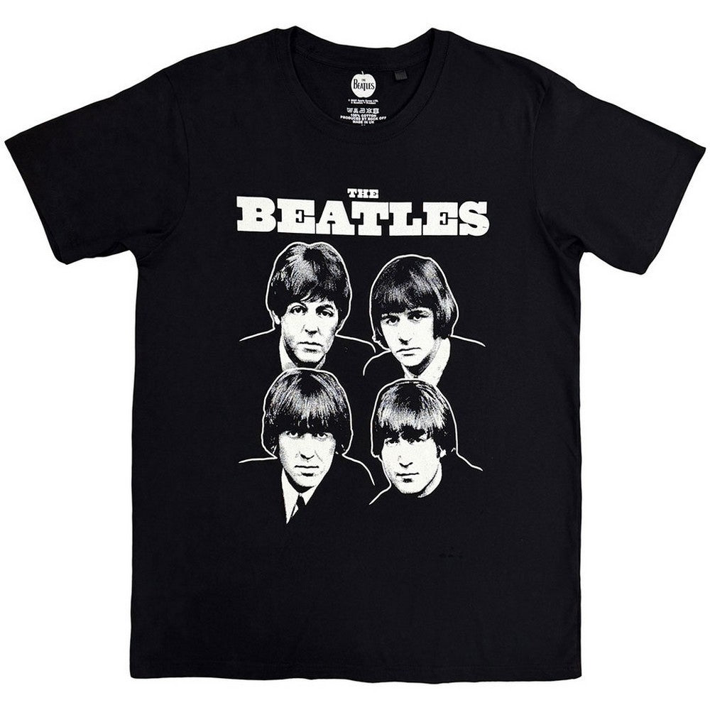 Black - Front - The Beatles Unisex Adult Black & White Band T-Shirt