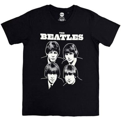 Black - Front - The Beatles Unisex Adult Black & White Band T-Shirt