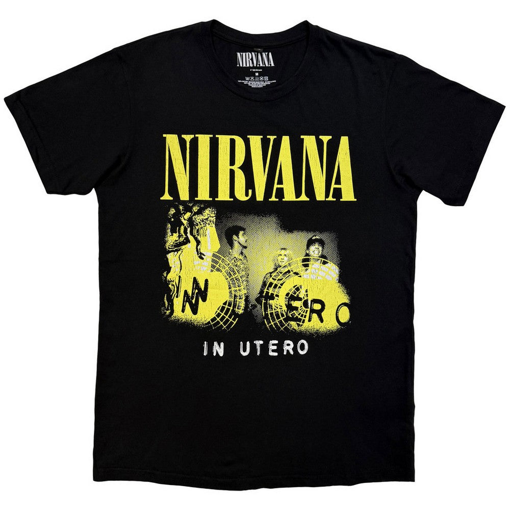 Black - Front - Nirvana Unisex Adult In Utero Band Photo Carbon T-Shirt