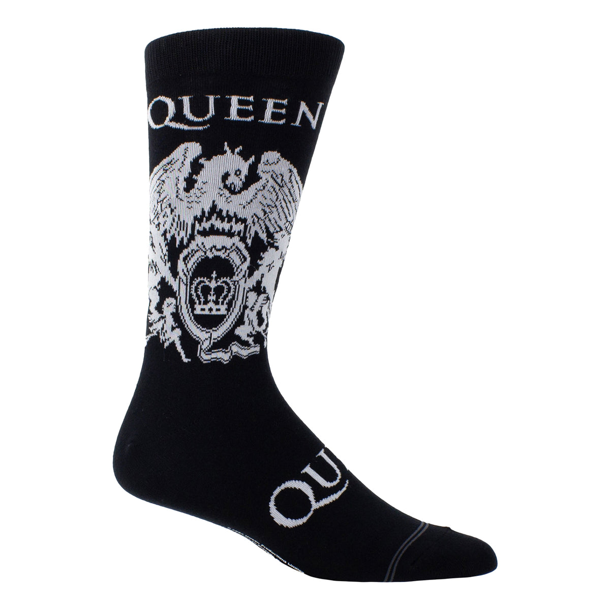 Black - Side - Queen Unisex Adult Crest Crew Socks